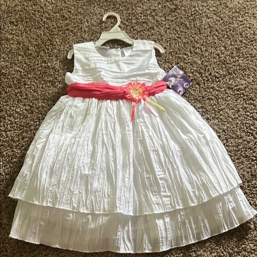 White Dress with Pink Sash